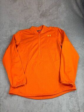 Under Armour ColdGear 1/2-Zip Pullover Mens XL Orange Performance Round Hem